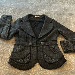 NEIMAN MARCUS GRAY & BLACK THICK BLAZER/JACKET